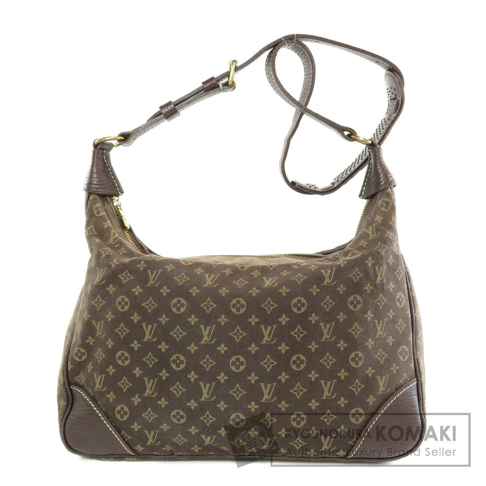 Louis Vuitton Boulogne Monogram Lin Shoulder Bag Canvas Leather Brown
